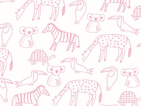 Zoo Party  Wallpaper by Tea Collection - Bubblegum Online now