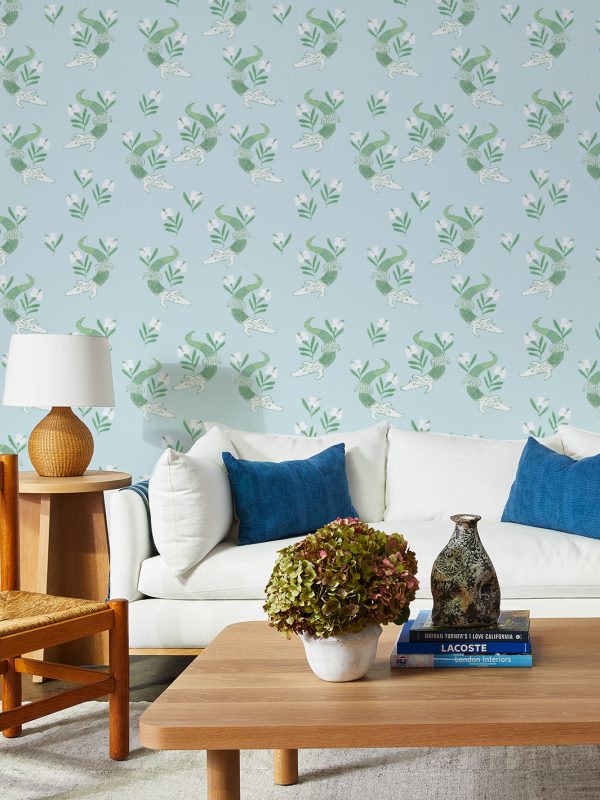 Gator Garden  Wallpaper by Tea Collection - Pale Blue Online Sale