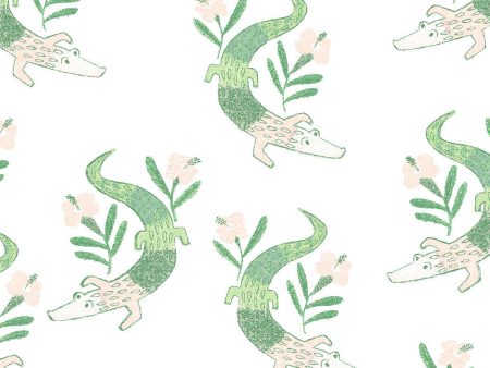 Gator Garden  Wallpaper by Tea Collection - White Sale