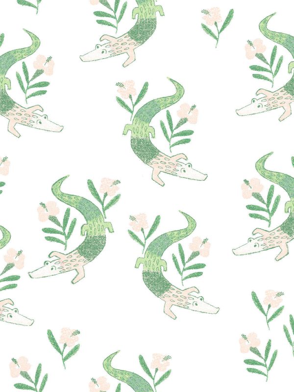 Gator Garden  Wallpaper by Tea Collection - White Sale