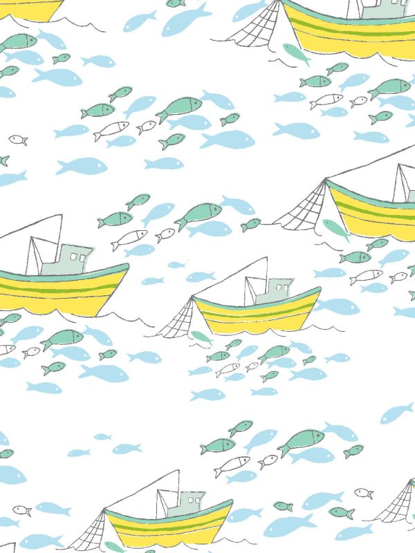 Fishing Boats  Wallpaper by Tea Collection - White Hot on Sale