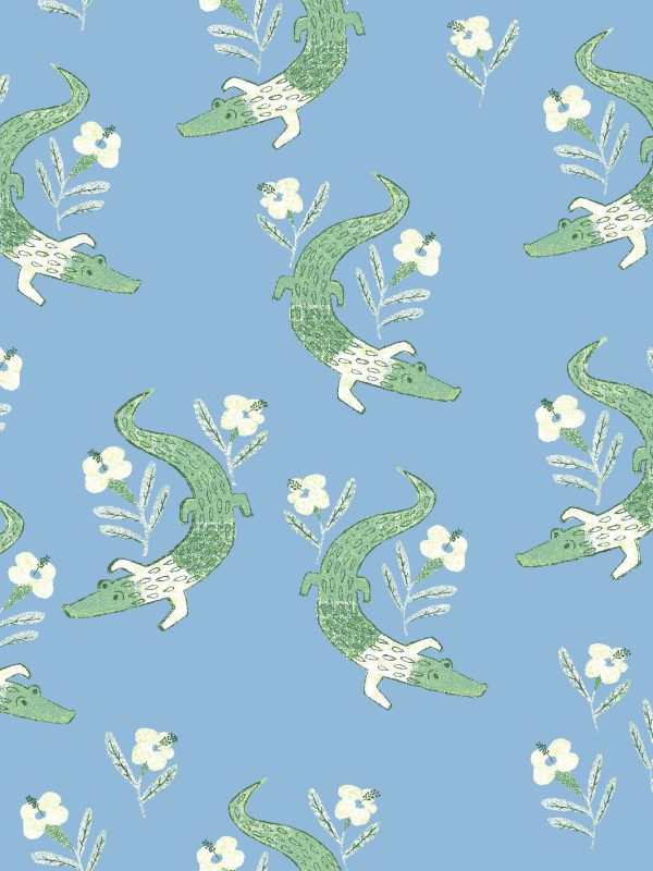 Gator Garden  Wallpaper by Tea Collection - Cornflower For Sale