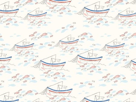 Fishing Boats  Wallpaper by Tea Collection - Ivory Online Sale