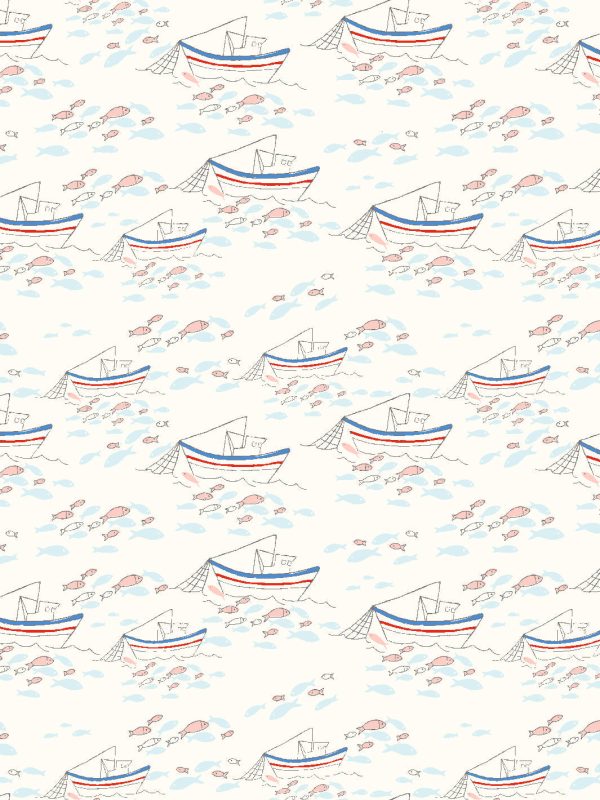 Fishing Boats  Wallpaper by Tea Collection - Ivory Online Sale