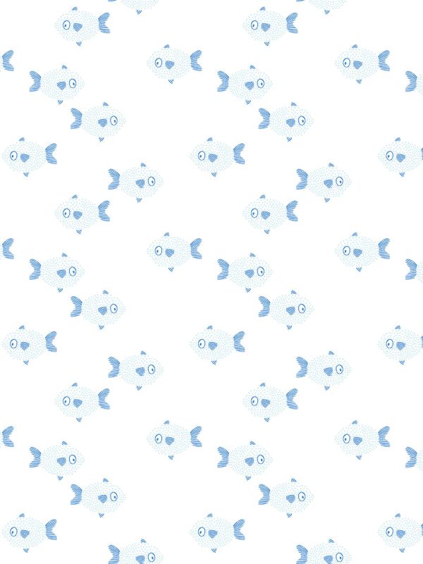 School of Fish  Wallpaper by Tea Collection - Pale Blue Hot on Sale