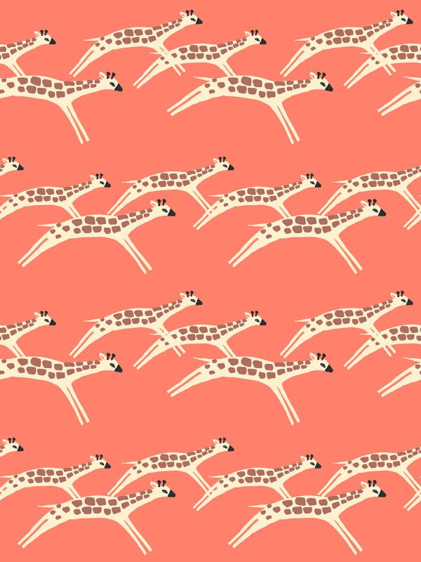 Galloping Giraffes  Wallpaper by Tea Collection - Watermelon For Discount