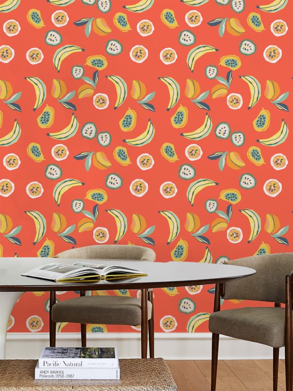 Mango Papaya  Wallpaper by Tea Collection - Persimmon on Sale