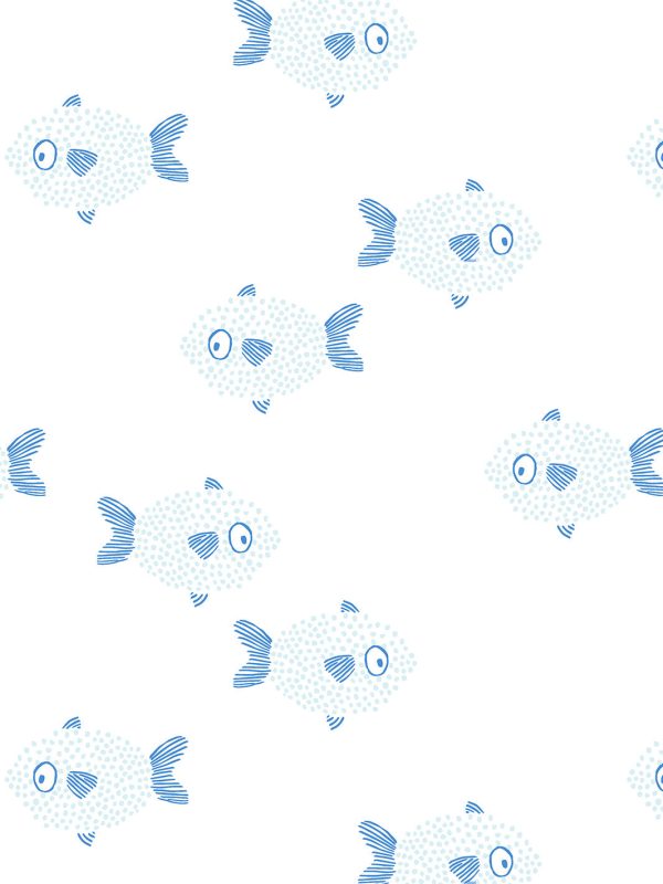 School of Fish  Wallpaper by Tea Collection - Pale Blue Hot on Sale