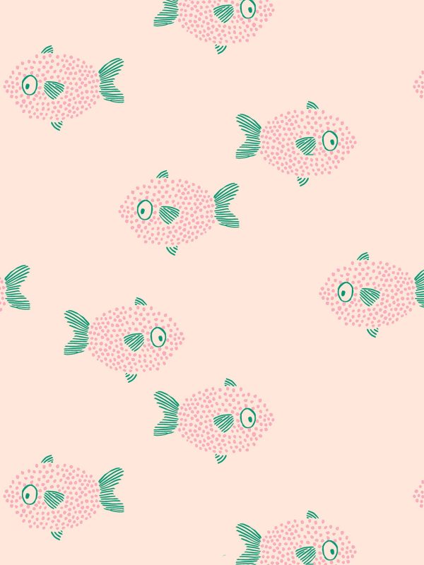 School of Fish  Wallpaper by Tea Collection - Peach Online Hot Sale