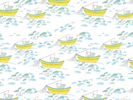 Fishing Boats  Wallpaper by Tea Collection - White Hot on Sale