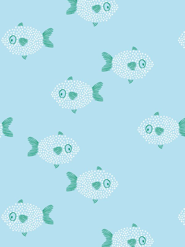 School of Fish  Wallpaper by Tea Collection - Blue Online Sale