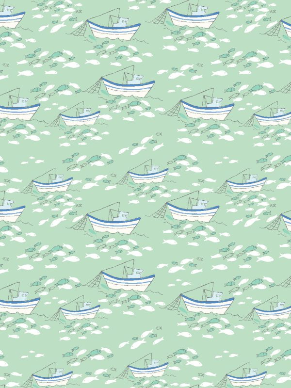 Fishing Boats  Wallpaper by Tea Collection - Aventurine Cheap