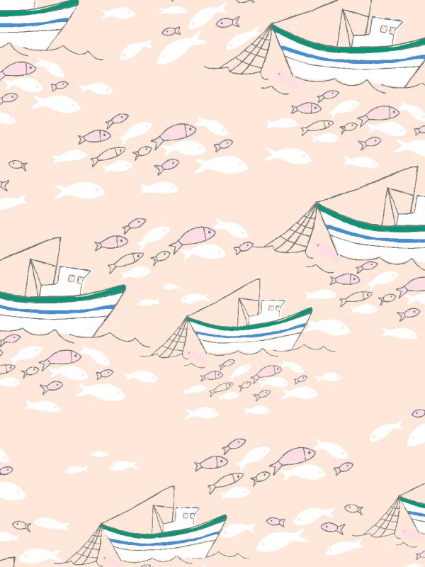 Fishing Boats  Wallpaper by Tea Collection - Peach Online Hot Sale