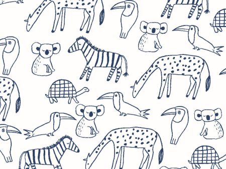 Zoo Party  Wallpaper by Tea Collection - Navy Sale