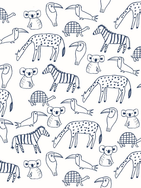 Zoo Party  Wallpaper by Tea Collection - Navy Sale