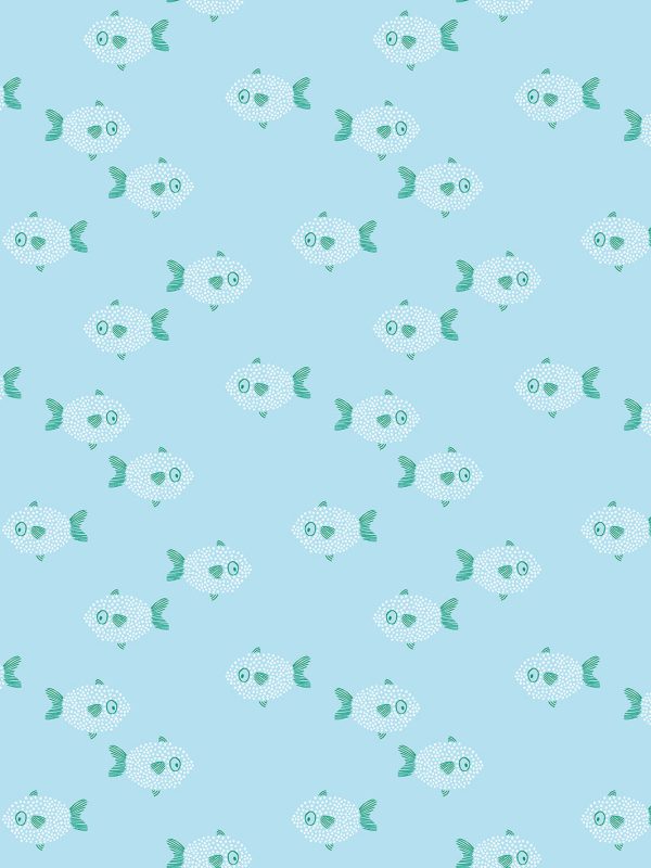 School of Fish  Wallpaper by Tea Collection - Blue Online Sale