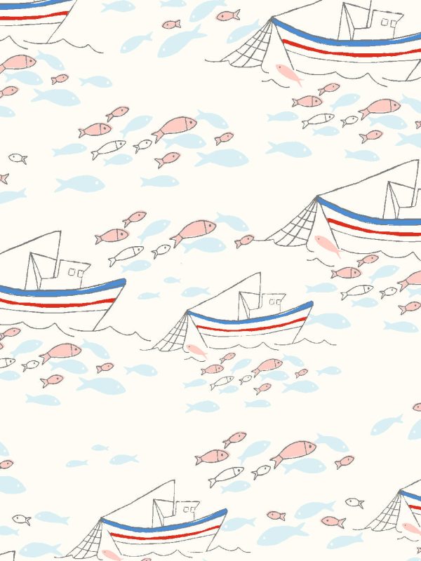 Fishing Boats  Wallpaper by Tea Collection - Ivory Online Sale