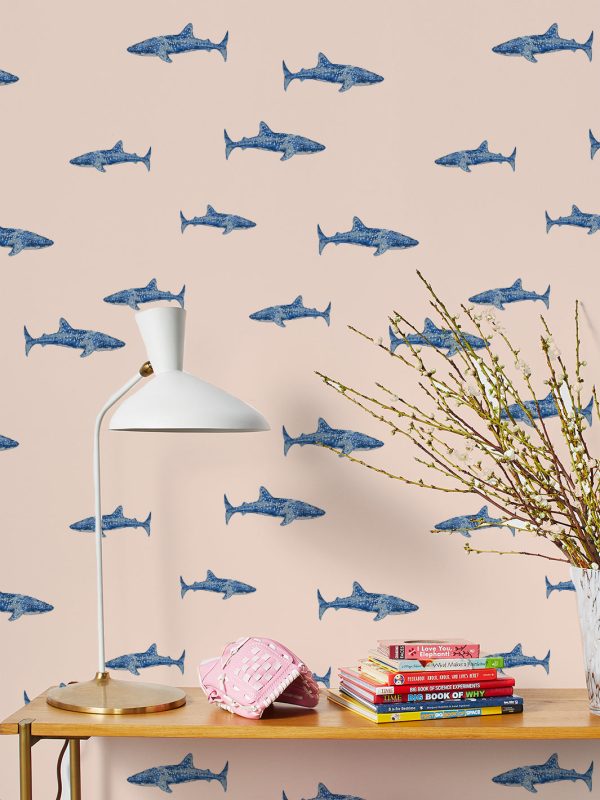 Spotted Shark  Wallpaper by Tea Collection - Peach Discount