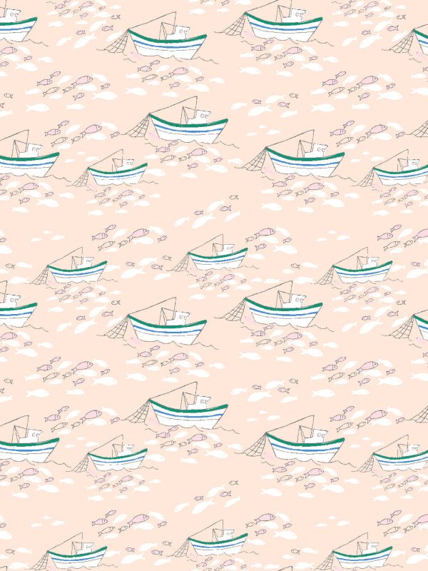 Fishing Boats  Wallpaper by Tea Collection - Peach Online Hot Sale