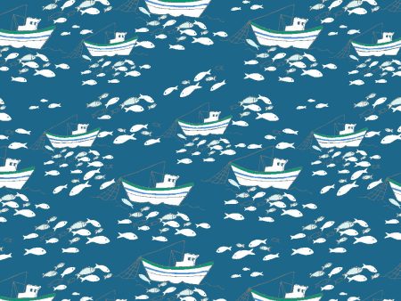 Fishing Boats  Wallpaper by Tea Collection - Cadet Blue Discount