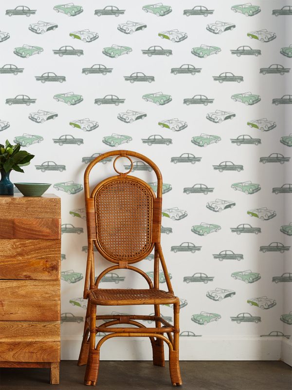 Classic Cars  Wallpaper by Tea Collection - Aventurine Hot on Sale