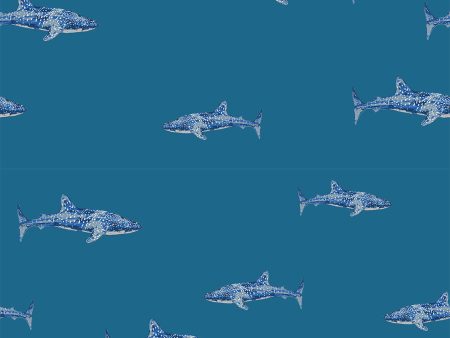 Spotted Shark  Wallpaper by Tea Collection - Cadet Blue For Cheap