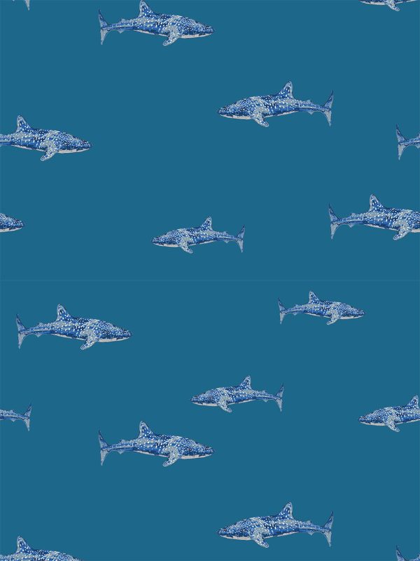 Spotted Shark  Wallpaper by Tea Collection - Cadet Blue For Cheap