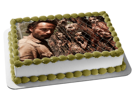 The Walking Dead Happy Halloween Rick Grimes Zombies Edible Cake Topper Image ABPID52701 on Sale