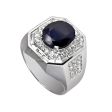 Time4Diamonds Mens White Gold Ring with Blue Center Stone Cheap