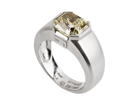 Platinum Ring with Yellow Diamond Hot on Sale