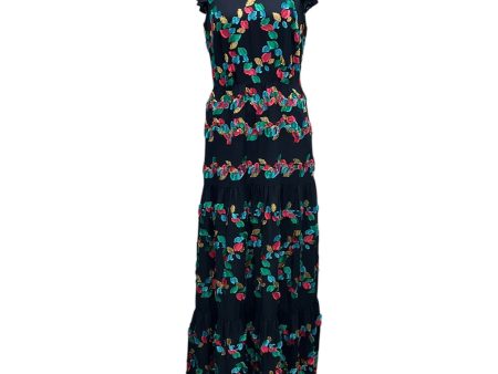 Peter Pilotto Navy Blue Multi Embroidered Silk Maxi Dress Online