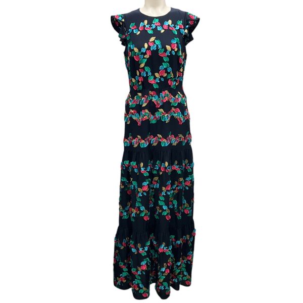 Peter Pilotto Navy Blue Multi Embroidered Silk Maxi Dress Online