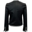 Susan Bender Black Leather Jacket with Pearl Buttons and Silver Trim Hot on Sale