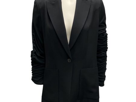 Atlein Black Ruched One-Button Wool Blazer Sale