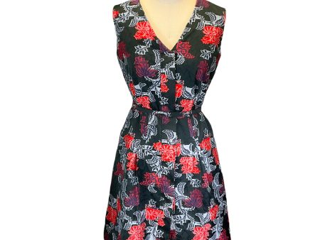 Oscar de la Renta Black   Red Multi 2017 Sleeveless Jacquard Dress Fashion