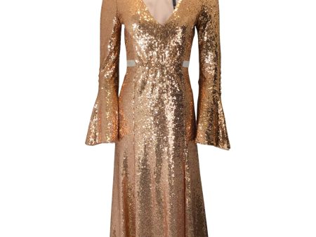 Prabal Gurung Gold Sequin Embellished Midi Dress Supply