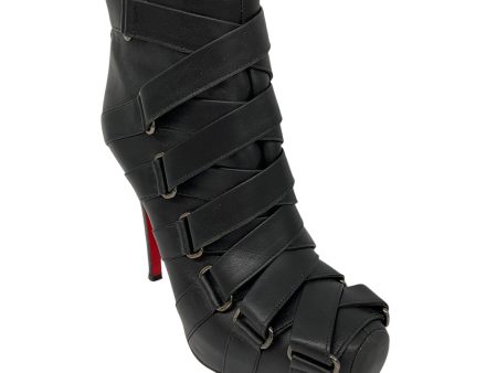 Christian Louboutin Black Strap Detail High Heeled Leather Booties Online