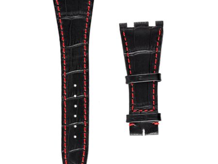 Audemars Piguet Royal Oak Black Alligator Custom Strap with Red Stitches Online