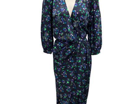 Zadig & Voltaire Navy Blue Multi Renew Bianca Flower Strass Silk Midi Dress Hot on Sale