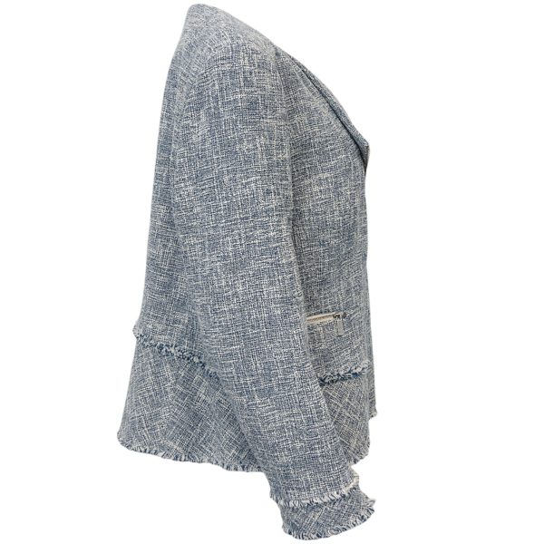 Lafayette 148 NY Blue   White Tweed Moto Jacket For Discount