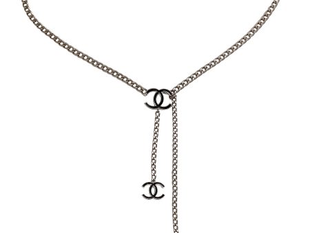 Chanel 2004 Silver Chain Belt With Black Enamel Logos For Cheap