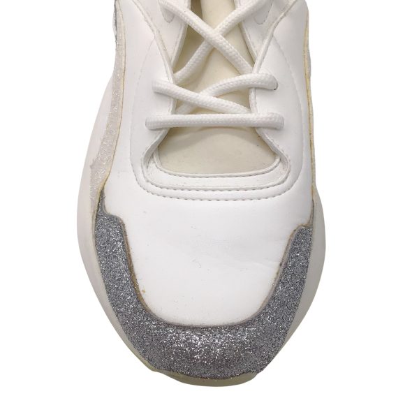 Stella McCartney Eclypse White   Silver Metallic Glitter Detail Chunky Sole Lace-up Leather Sneakers Hot on Sale