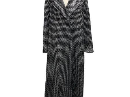 Giorgio Armani Black   Grey Geometric Patterned Full-Length Wool Coat on Sale