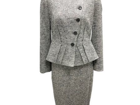 Armani Collezioni Grey 2012 Wool Tweed Jacket and Skirt Two-Piece Set on Sale