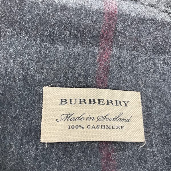 Burberry Charcoal Grey Fringed Giant Check Cashmere Scarf on Sale