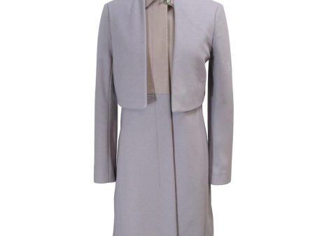 The Row Lilac Wool and Lambskin Leather Coat Online Hot Sale