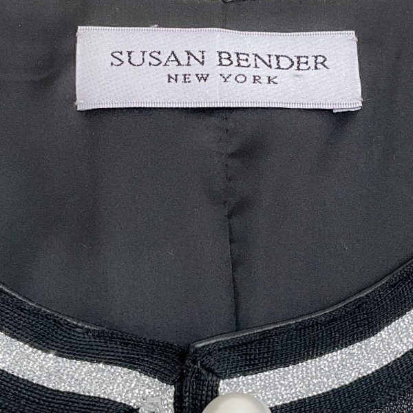 Susan Bender Black Leather Jacket with Pearl Buttons and Silver Trim Hot on Sale