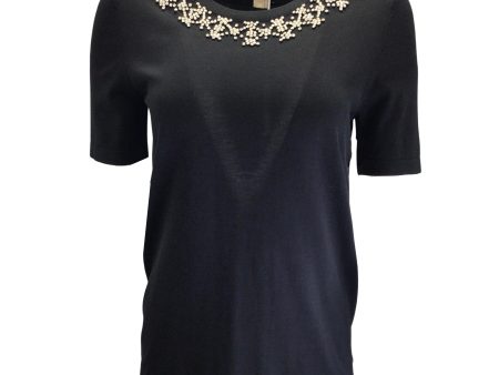 Michael Kors Black Rhinestone Embellished Short Sleeved Top on Sale