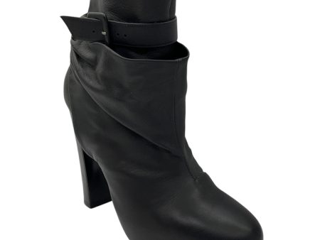 Hermes Black Leather Wrap Ankle Boots For Sale