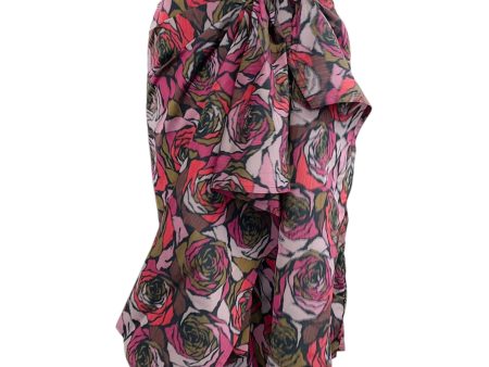 Dries van Noten Red   Magenta Silk Floral Faux Wrap Skirt Fashion